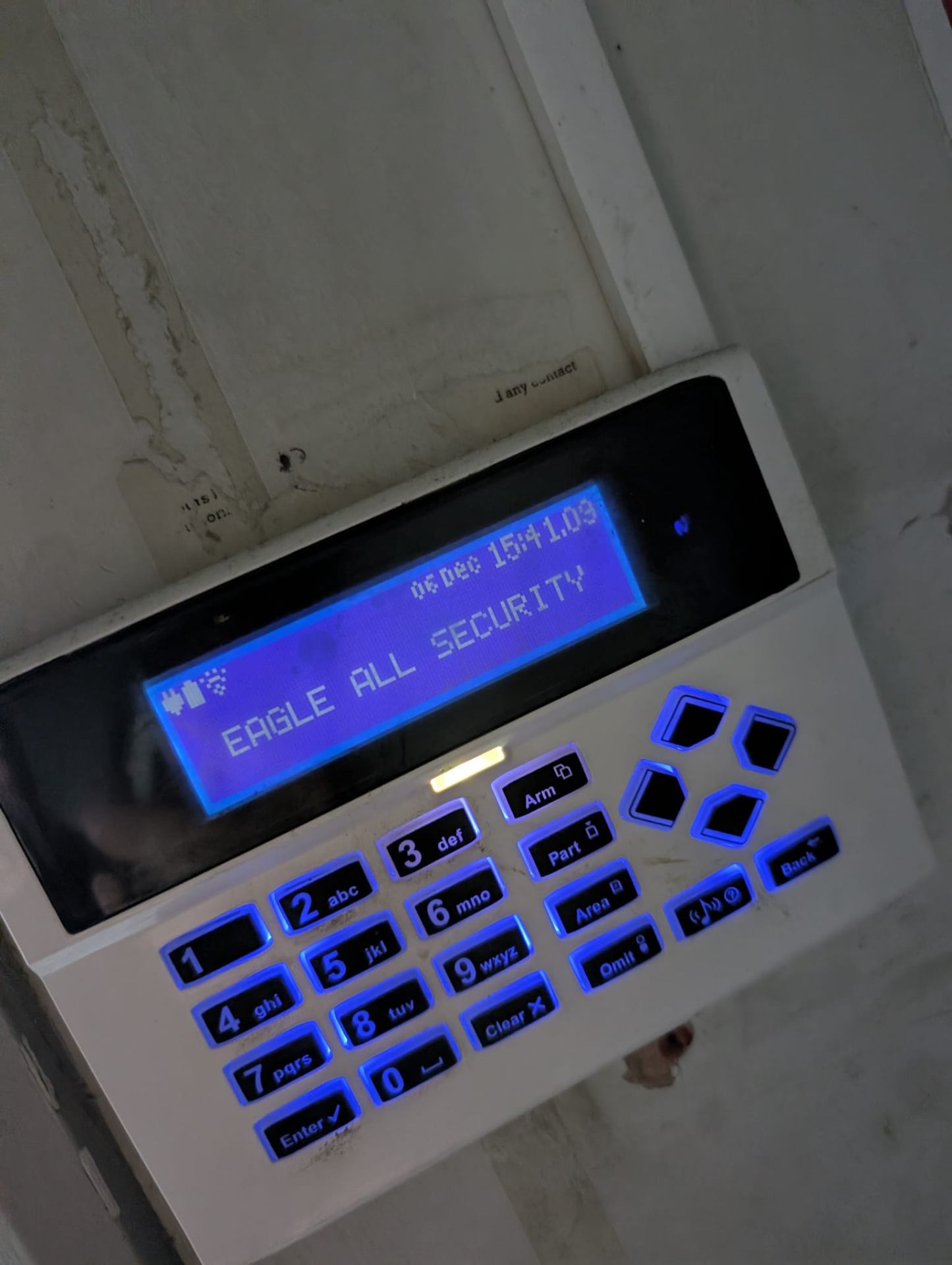 Modern alarm keypad installed during an intruder alarm upgrade in Waltham Cross
