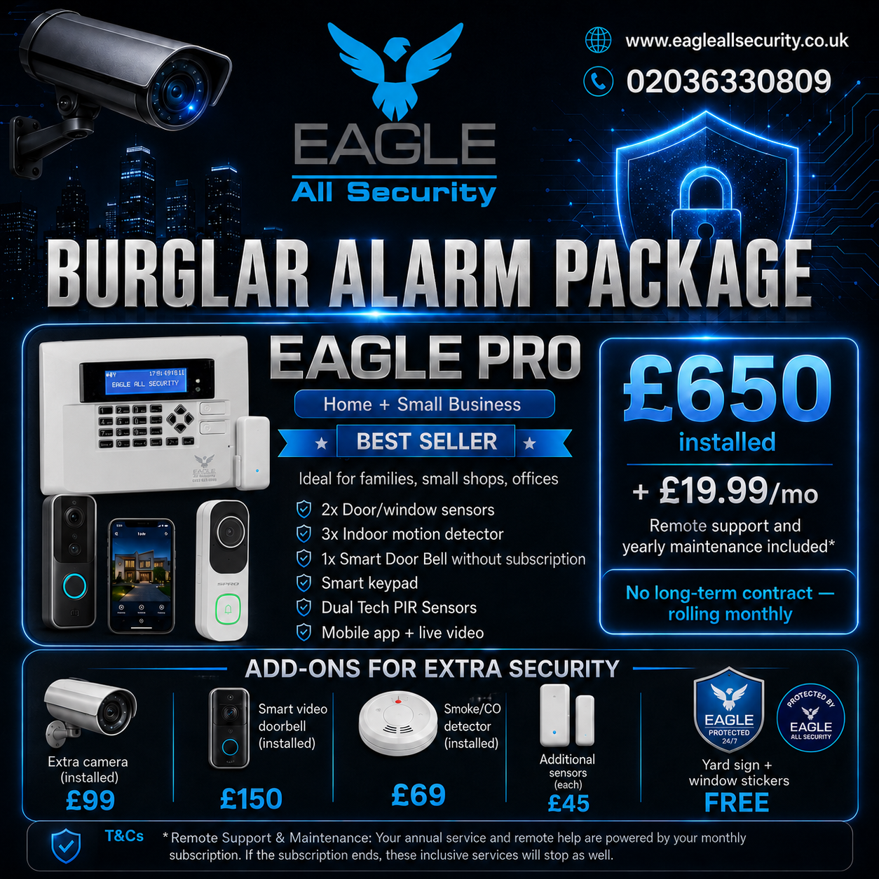 Eagle Pro burglar alarm package — Home + Small Business